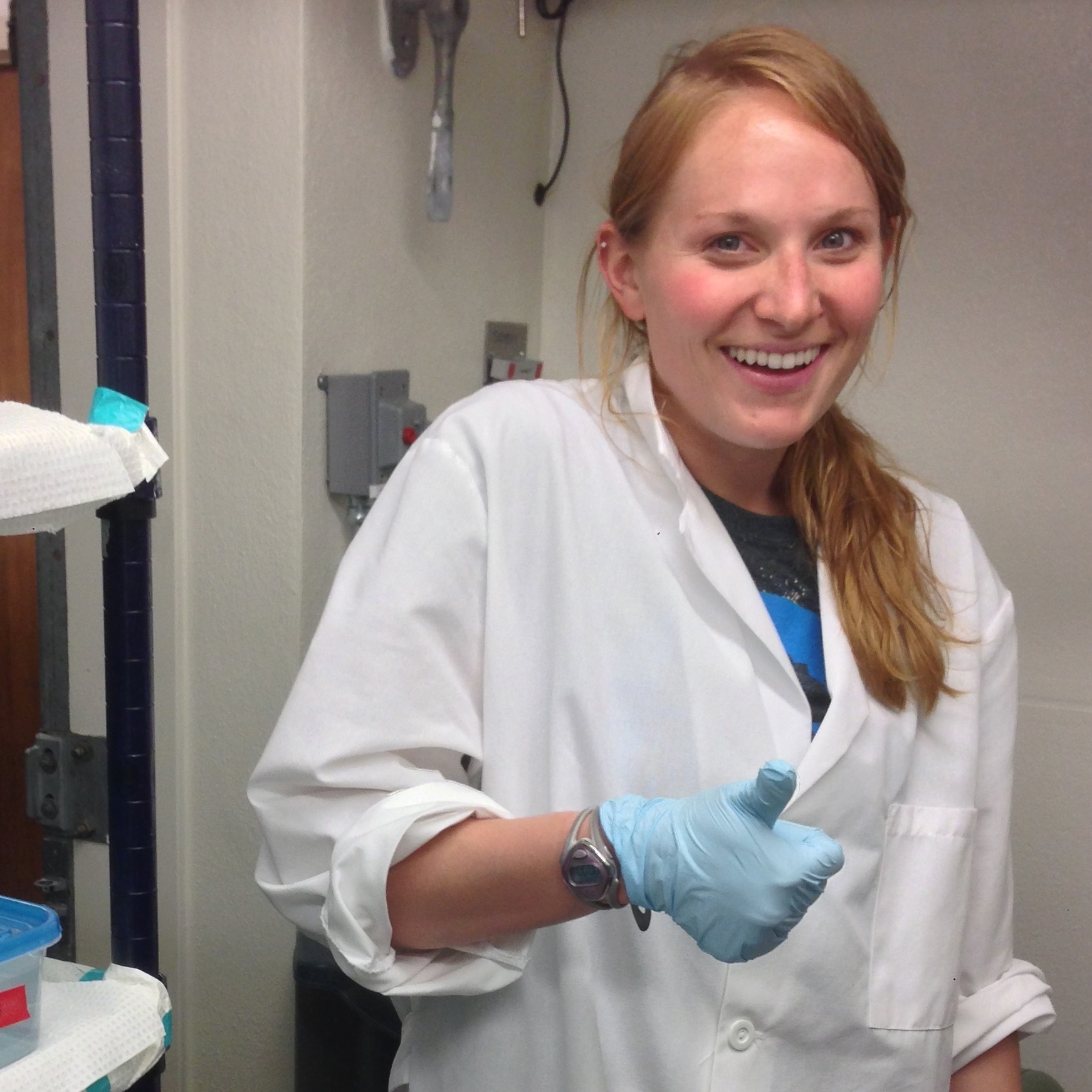 Sarah excited about her experiment